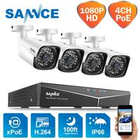 SANNCE 4CH HD 1080P XPOE CCTV System NVR 4 sztuk 2M kamery IP zewnątrz odporne na warunki atmosferyczne wideo z domu kamery monitorujące System bezpieczeństwa 1